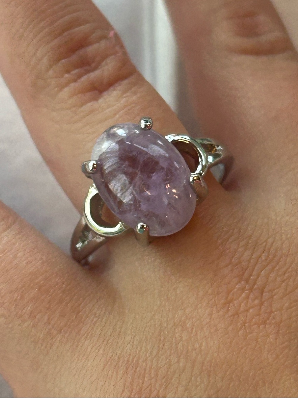 Silver Plated Amethyst Gemstone Ring